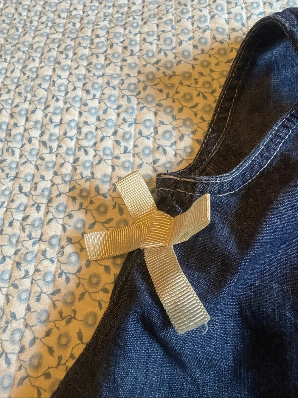 Baby Gap Girls Denim Cotton Dress with Bows